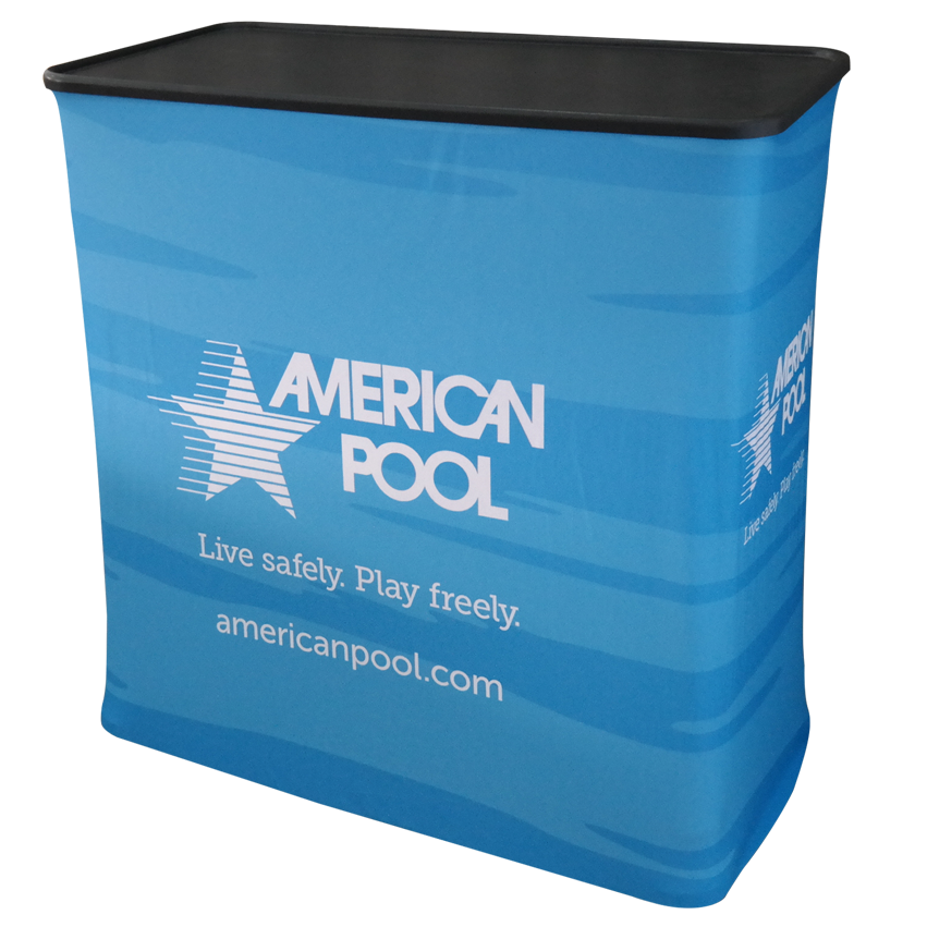 10ft Curved Tension Fabric Display with Case to Podium