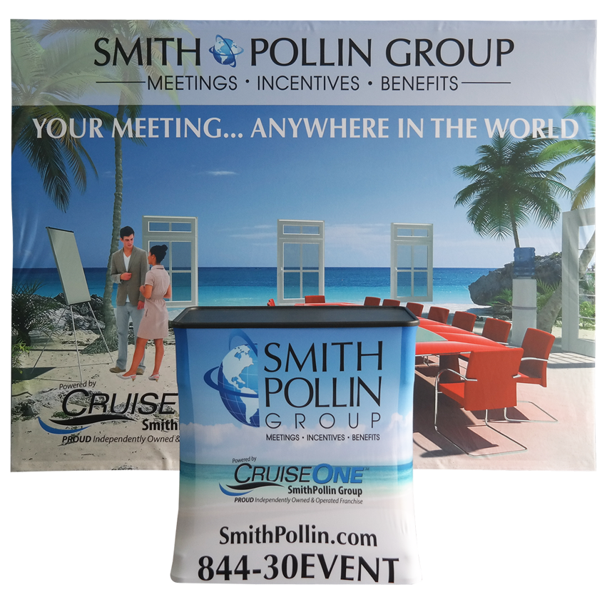 10ft Straight Pop Up Display with Case to Podium