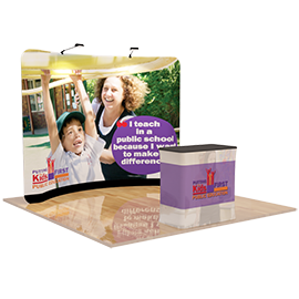 10ft Curved Tension Fabric Display with Case to Podium