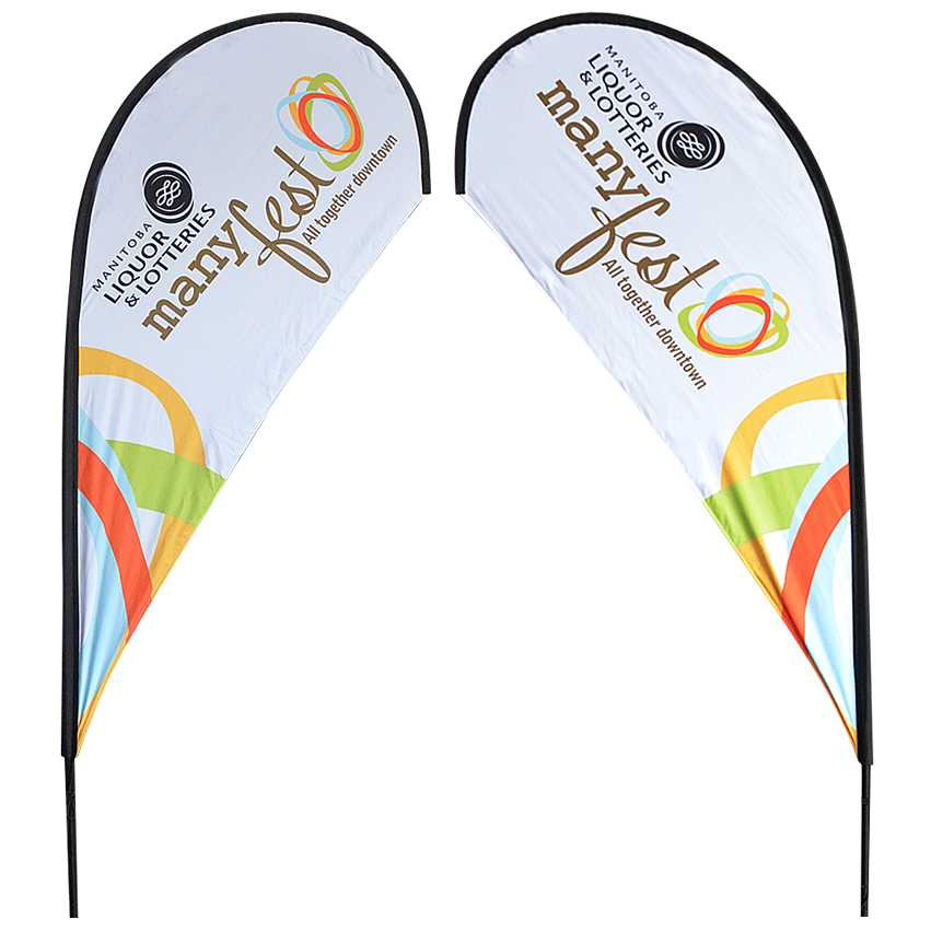 11ft Teardrop Flying Banner with Cross Base & Water Bag - Two Sets